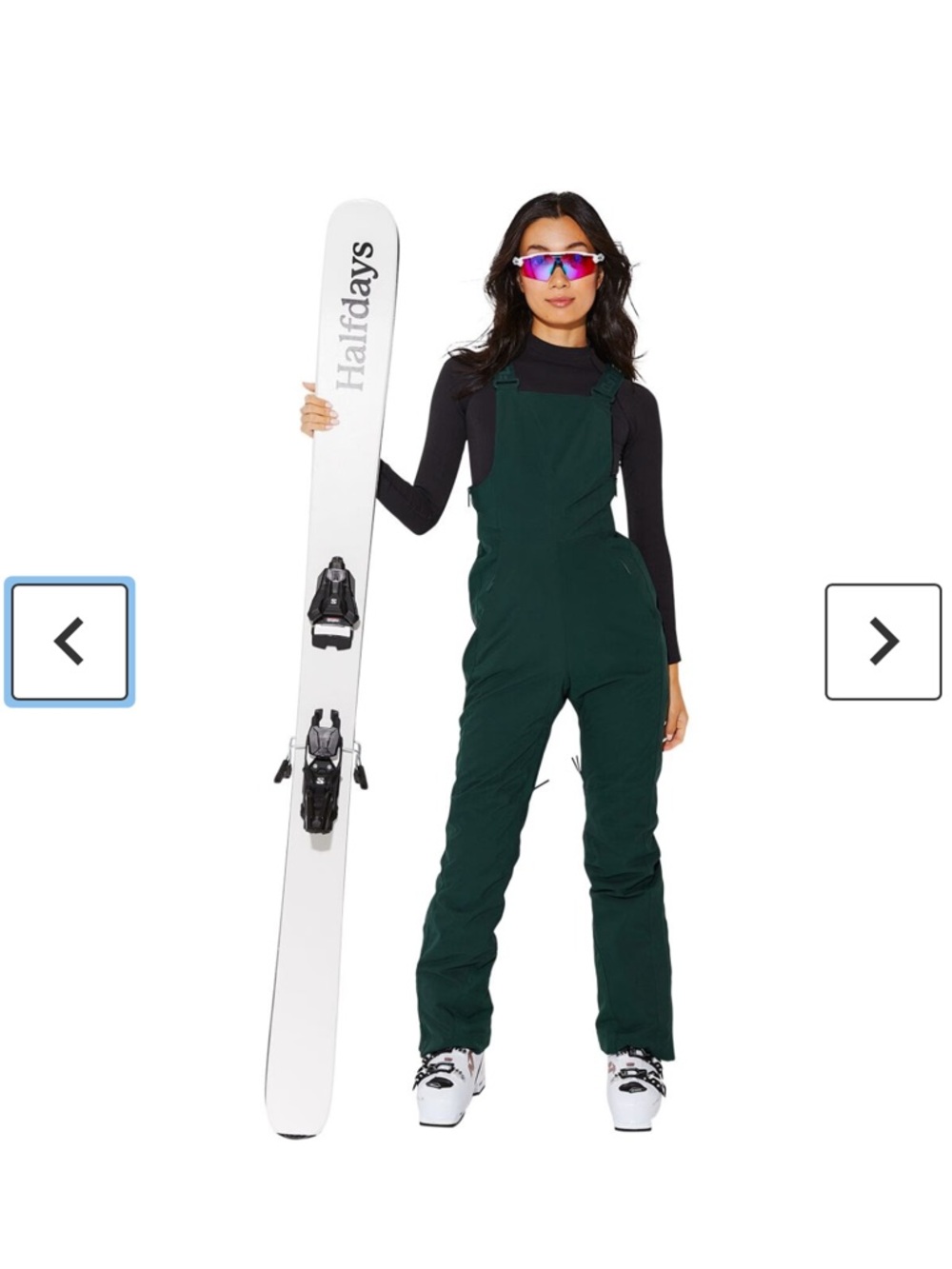 Woman’s Ski Bib | Halfdays Alpine Green Carson Bib | Size Small | Ski Clothes